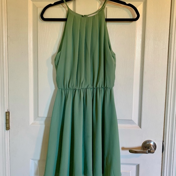 Lush Dresses & Skirts - Lush Sage High Neck Pleated Dress (Size: XS)